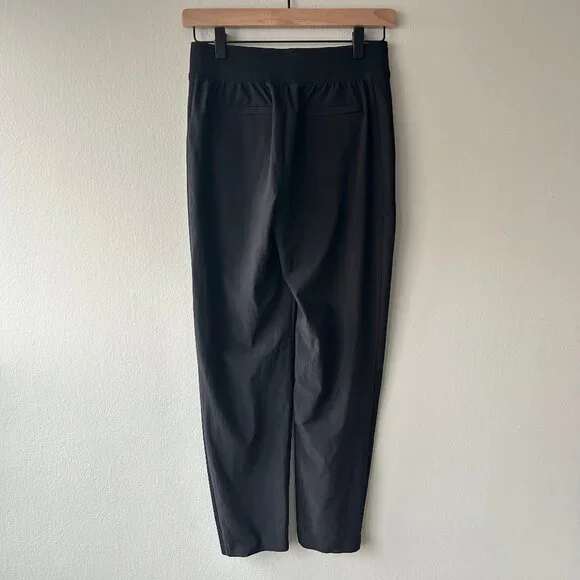 Athleta Brooklyn Ankle Pants Black Womens Size 00 Rib Panel Athleisure Travel - Picture 5 of 11